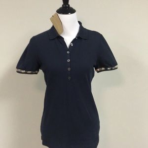 Burberry top, button-down. Navy,  small